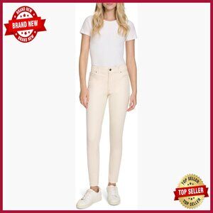 Skinny Fit Sateen Pants Mid Rise Cropped Casual Work to Dinner